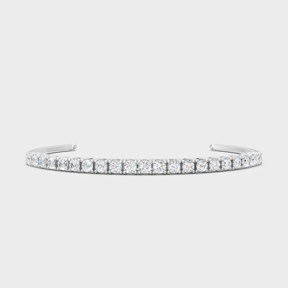 2.31 Ct Round Cut Lab-Grown Diamond Open Bracelet White Gold